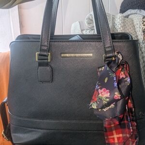 Steve Madden Black Tote with Floral Scarf